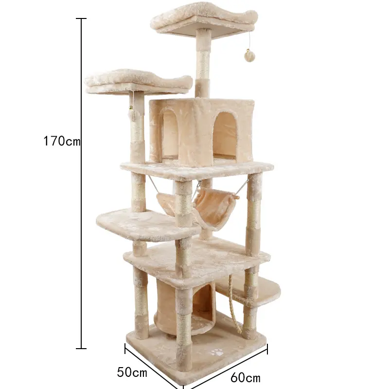 Большие многоуровневые кошачьи деревья и Когтеточка с гамаком роскошная деревянная башня для кошек