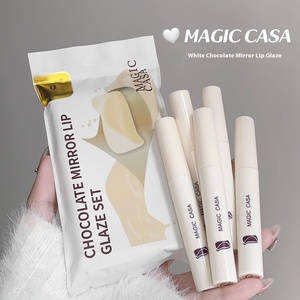 Set di 5 pezzi di magia CASA lucidalabbra <span class=keywords><strong>specchio</strong></span> <span class=keywords><strong>cioccolato</strong></span> bianco Set di cinque rossetto in vetro acquoso con tazza antiaderente minerale opaco - Product Image 2
