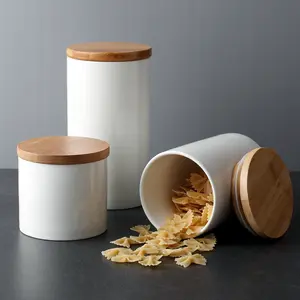 厨房陶瓷密封罐食品储藏五谷杂粮储藏罐茶罐密封竹盖储藏罐