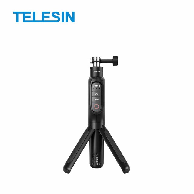 Telesin Action Camera Accessories For Go Pro Hero12 11 10 9 5000 Mah Charging Integrated Tripod Remote Control Selfie Stick