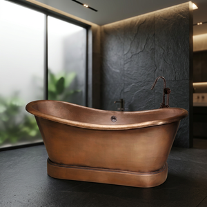 Baignoire ovale autoportante en cuivre martelé sans couvercle, couleur marron antique, pour la maison et l'hôtel - Artisanat indien - Product Image 4