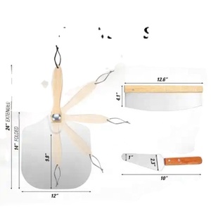 Thickened Aluminum Detachable Wooden Handle Pizza Cutter Cake Baking Shovel Kitchen Items - Product Image 3