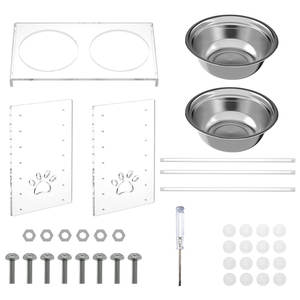 Cuenco para perros elevado transparente ajustable en alturas, cuenco alimentador para mascotas antideslizante elevado Acrílico - Product Image 6