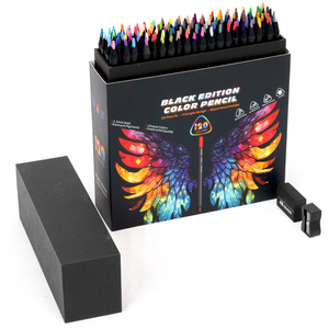 Juego de Lápices de Colores Acuarelables de Madera Negra Personalizados de Fábrica NOVISON, 48/72/120 Unidades, Caja de Papel para Dibujo Personalizada - Product Image 1