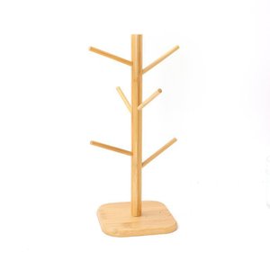 Bamboo Mug Holder Stand Round Shape Cup <b>Rack</b> For <b>Kitchen</b> Storage Organization - Product Image 2