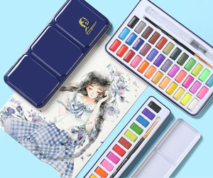 Bview Art 12 couleurs 24 couleurs 36 couleurs ensemble de peinture <span class=keywords><strong>aquarelle</strong></span> solide débutants fournitures d'art de l'école primaire - Product Image 6