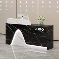 Comptoir de réception moderne personnalisable en bois, idéal pour les bureaux, salons de beauté et spas, avec éclairage LED, écologique et très vendu