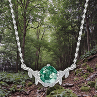 925 pendentif en forme de feuille en agate de mousse naturelle en argent pur pour collier haut de gamme accessoire de mode élégant pour anniversaire