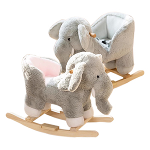 Chaise à bascule pour bébé de 6 à 36 mois, éléphant gris en peluche, jouets à chevaucher pour enfants - Product Image 2