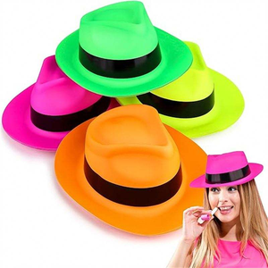Sombreros de Fiesta de Plástico de Colores Neón al por Mayor, Estilo Fedora, para Pesca, Cumpleaños, Conciertos y Eventos Musicales - Product Image 1