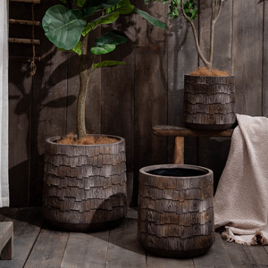 Style moderne écorce de vent soyeuse texturé <span class=keywords><strong>grand</strong></span> <span class=keywords><strong>Pot</strong></span> de fleur trous inférieurs jardinage extérieur café plantes vertes paradis des oiseaux <span class=keywords><strong>citronnier</strong></span> - Product Image 1