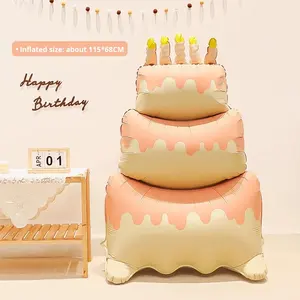 <span class=keywords><strong>Feiyue</strong></span> inストックマット漫画スタンディングベースマジックケーキバルーン3層ケーキホイルバルーン赤ちゃんの誕生日パーティーデコレーション用 - Product Image 3