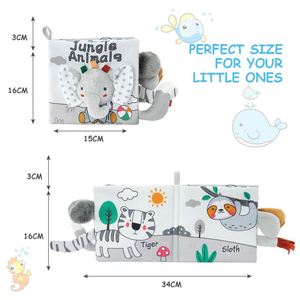 Juguete de Elefante para Tiempo Boca Abajo, Libro Sensorial Suave para Bebés, Libro de Texturas con Mordedor para Niños Pequeños - Product Image 2