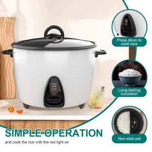 En stock 900W <span class=keywords><strong>noir</strong></span> revêtement antiadhésif pot intérieur grande capacité de 15 tasses <span class=keywords><strong>cuiseur</strong></span> à <span class=keywords><strong>riz</strong></span> à tambour électrique 6L avec vapeur en plastique EU Plus - Product Image 4