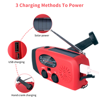 Radio météo portable d'urgence solaire à manivelle dynamo NOAA avec lampe de poche et chargeur de téléphone portable, 2000 mAh, 6000 mAh, 10000 mAh