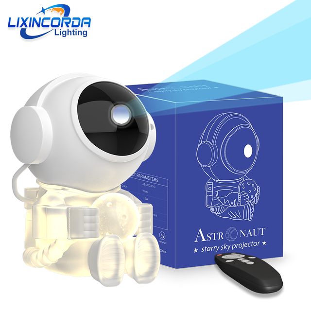 LED Night Light Projector with for Astronaut Star Design Voice Control White ABS Body for Bedroom & Garden Decor Gifts