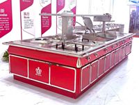 Îlot de cuisson professionnel en acier inoxydable pour cuisines à gaz et à induction, équipement de cuisson commercial pour hôtels et cuisines ouvertes