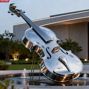 YOUFINE Edelstahl-Violine-Skulptur für Kunstgalerien, Geschäftsgebiete und Musikthemen-Dekoration - Product Image 1