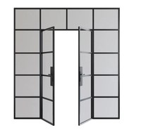 Portes françaises en verre à battant aspect acier Portes de séparation patio à battants