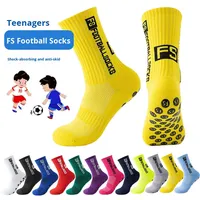 Chaussettes de football décontractées pour enfants, tricotées avec motif lettres, antidérapantes, compressives, antibactériennes, en Spandex/Polyester/Coton pour l'automne