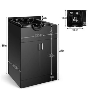 Silla de cama con champú para salón de belleza negra contemporánea Silla de lavado de pelo de cuero sintético - Product Image 2