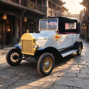 Auto Clásico Eléctrico Vintage con Carrocería Blanca y Techo Negro, Vehículo Retro Personalizable para Pasajeros - Product Image 2
