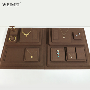WEIMEI - Juego de Exhibición de Joyería de Microfibra Marrón Moderno y de Lujo, Exhibidores de Collares y Pendientes para Mostrador - Product Image 2