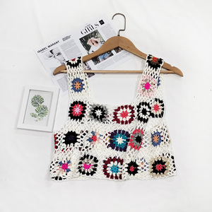 Usine D'été <span class=keywords><strong>Granny</strong></span> Square <span class=keywords><strong>Crochet</strong></span> Crop Top Vest Cover up Tops pour les femmes - Product Image 6