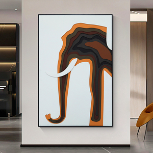 Personnalisé salon couloir art <span class=keywords><strong>mural</strong></span> de luxe abstrait MDF 3D grès peinture éléphant relief murale - Product Image 3