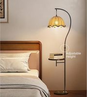 Lampe sur pied rétro avec plateau de bureau, lampe sur pied rétro pour la lecture avec petit plateau fixe, idéale pour le salon