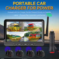 Système de caméra de sécurité sans fil pour camion avec moniteur intelligent à vue partagée, chargeur de voiture, vision nocturne et lignes de guidage de recul intégrées