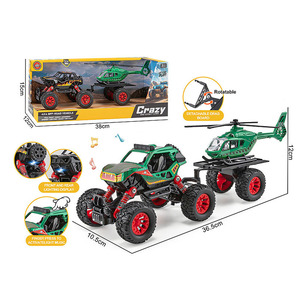 Jinming tirare indietro Off-road camion di metallo con musica/luce Die Cast auto modello giocattolo 4WD arrampicata rimorchio per bambini - Product Image 2