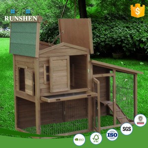 Huche de lapin en bois de sapin d'extérieur grande taille avec maison de lapin de course personnalisée 2 étages Cage de lapin pour animaux de compagnie - Product Image 6