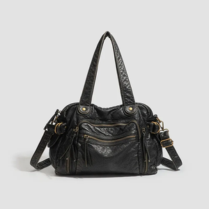 Sac fourre-tout vintage en <span class=keywords><strong>cuir</strong></span> lavé, grande capacité, en PU souple, pour moto, à bandoulière, tendance, avec logo personnalisé, vente en gros - Product Image 1