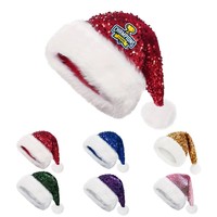 Gorro de Santa Claus para Fiesta de Navidad, Ajustable, con Adorno de Lentejuelas Reversibles Multicolores de Alta Calidad y Atractivo Diseño