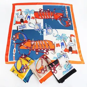 70*70cm 다채로운 브랜드 디자인 인쇄 럭셔리 실크 스카프 높은 패션 shawls 광장 실크 스카프