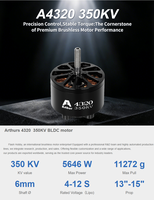 Moteur brushless Flashhobby A4320 350KV 4-12S HV 12N14P, axe M6, poussée 11,2 kg, couple élevé 13-15 pouces, pour modèles FPV RC et robots industriels