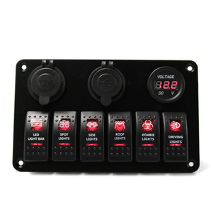 עמיד למים ימי סירת נדנדה מתג פנל 5 כנופיית WithDual USB חריץ שקע 3.1A מד מתח כחול LED אור לרכב Rv כלי רכב - Product Image 5