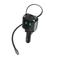 Chargeur rapide PD 65W, 4 ports, câble rétractable double type-C, adaptateur d'alimentation pour allume-cigare stéréo, chargeur de voiture universel 12-24V