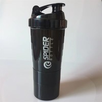 Bouteille de shaker de protéines de gymnastique araignée sans BPA avec logo personnalisé avec compartiment de stockage de pilules de poudre de protéine shakers de gymnastique