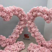 Arche de fleurs en soie en forme de cœur, rose pâle, faite à la main, LEDA, toucher naturel, pour mariage, Saint-Valentin