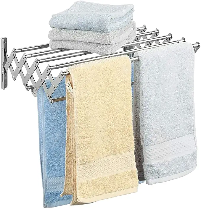 Towel Laundry Rack Wall Mounted Drying Rack Space Saver Retractable Huge Capacity Dryer Rack Rust Proof Stainless Steel