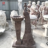 Sculpture de paon en marbre blanc naturel sculpté à la main