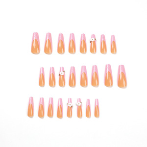 Ongles artificiels en forme de cercueil français, en gros, rose, paillettes, fleur, <span class=keywords><strong>Faux</strong></span> Ongles, presse sur les Ongles, <span class=keywords><strong>Faux</strong></span> Ongles - Product Image 2