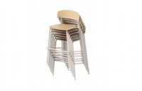 Chaise empilable moderne ATWOKA avec structure en métal et dossier en bois, chaise d'attente pour visiteurs, idéale pour la maison, le bureau, le salon et l'appartement