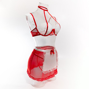 Set di Lingerie Sexy da Cameriera ODM, Costume Erotico in Pizzo Traspirante e Confortevole per Giochi di Ruolo Femminili - Product Image 3