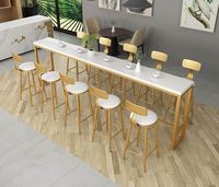 Multi taille Simple bar table et chaise combinaison de simple moderne d'art de fer en bois massif salon bar décontracté haut table