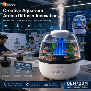 Yeni Gelen 350ml Yağmur Damlası Akvaryum Balık Tankı Aroma Difüzörü Esansiyel Yağ Difüzörü Nemlendirici Gece Lambası ile Ev Dekorasyonu için - Product Image 2