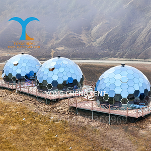 Dôme géodésique en verre de 13m de diamètre pour le <span class=keywords><strong>camping</strong></span> de luxe aux États-Unis avec panneau dur et verre trempé bonne isolation thermique - Product Image 4