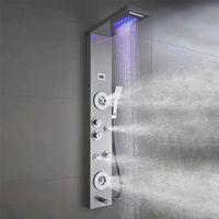 Panneaux de douche muraux en acier inoxydable poli, colonnes de douche LED cascade, système de panneaux de douche à jets de pluie doux et massants, design moderne